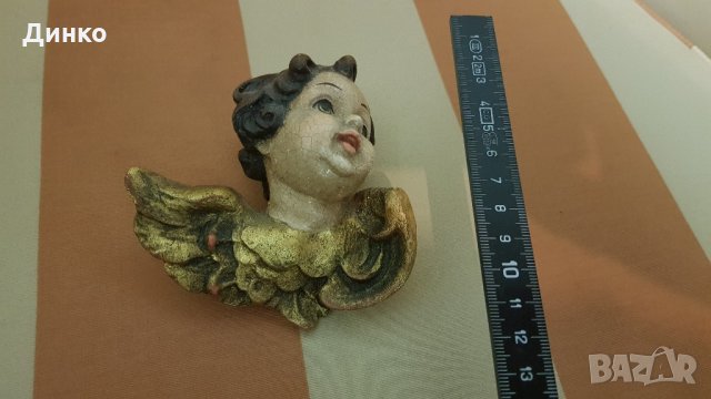Стара барокова статуйка от дърво ангелче., снимка 1 - Антикварни и старинни предмети - 22028357