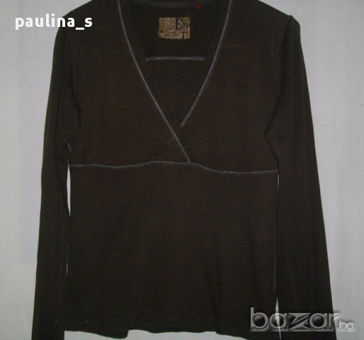 Еластична памучна блуза ”Esprit” / цвят Шоколад / голям размер , снимка 4 - Блузи с дълъг ръкав и пуловери - 15863312