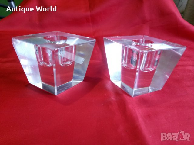 Комплект Свещници Кристално Стъкло 