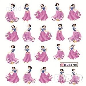 BLE-1708 Снежанка  слайдер ваденки водни стикери за нокти маникюр