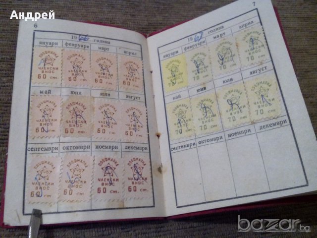 Стара профсюзна членска книжка, снимка 3 - Антикварни и старинни предмети - 17938758