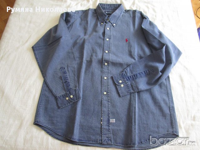 мъжка риза - тип дънкова тъмно синя размер XL, снимка 2 - Ризи - 15509109
