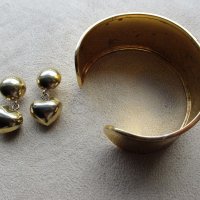 сребърна гривна и обеци с позлата, снимка 5 - Бижутерийни комплекти - 21200735