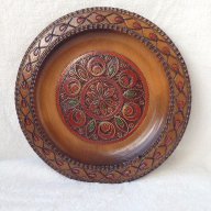 22 см. Старинна чиния за стена дърворезба уникална/Германия, снимка 1 - Антикварни и старинни предмети - 16367841