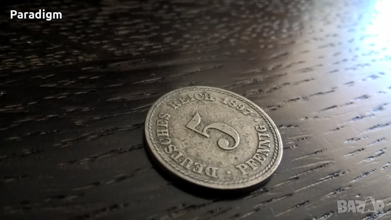 Райх монета - Германия - 5 пфенига | 1897г.; серия A, снимка 1