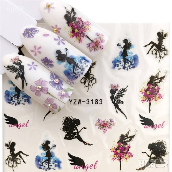 YZW-3183 Феи на цветя ваденки водни стикери за нокти маникюр, снимка 1
