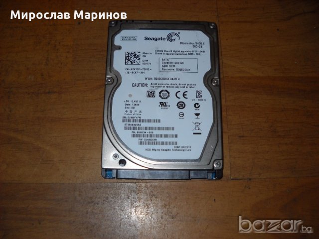7.1.хард диск за лаптоп Seagate 500 GB -SАTA 2.5” 5400 RPM.Ползван 2 месеца и 20 дена