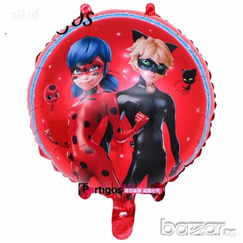 Калинката и Черния котарак miraculous ladybug фолио фолиев балон хелий или въздух