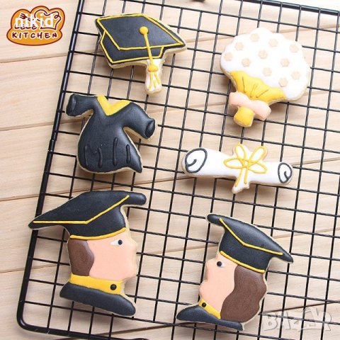 сет 6 бр метални резци форми резец Завършване Дипломиране за сладки бисквитки фондан тесто