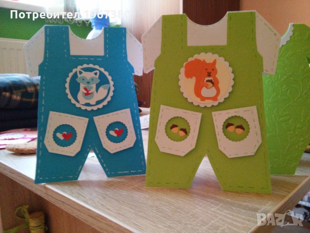 Детски и бебешки картички и покани - гащеризон, снимка 4 - Други - 23375010