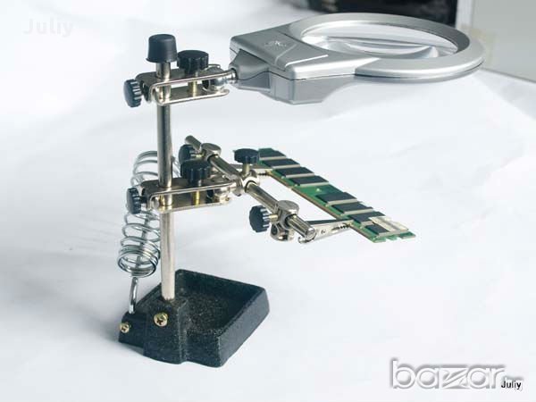 Стойка за поялник с лупа , работна светлина и щипки - тип трета ръка, снимка 9 - Поялници и запояване - 8433744