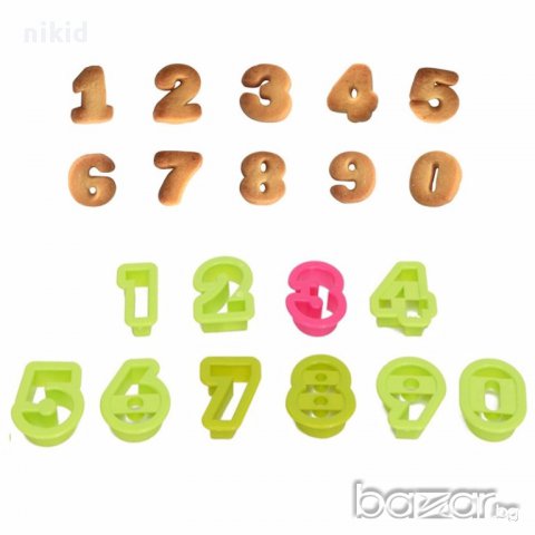 числа цифри пластмасови форми резци 10 части за украса торта фондан тесто цифра число форма