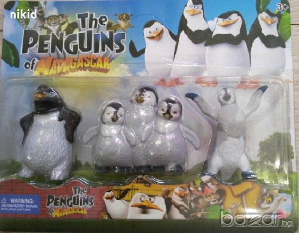 Пингвините от Мадагаскар Madagascar 5 бр фигурки пластмасови PVC за игра и украса торта топер