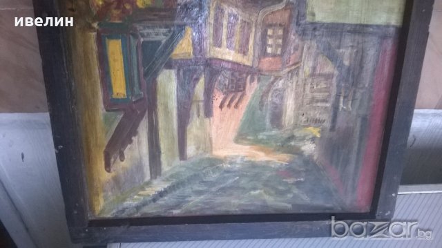 стара картина-градски пейзаж, снимка 5 - Картини - 18470398