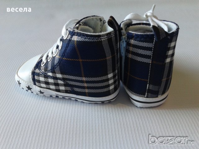 Бебешки пантофки/буйки за момче и момиче с цип, памучен текстил, снимка 3 - Бебешки обувки - 9774216