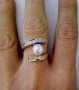 Златен пръстен от бяло и жълто злато с розово-бяла перла 4.87 грама, снимка 2