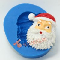 Лице Дядо Коледа овал силиконов молд за украса декор торта фондан шоколад, снимка 1 - Форми - 20327562