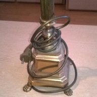 Масивна ретро лампа за две крушки-месинг 80х35см-внос швеицария, снимка 4 - Антикварни и старинни предмети - 17796479