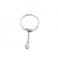 Нежен арт пръстен с бял сапфир, капка, родирано сребро 925, снимка 2 - Пръстени - 24946451