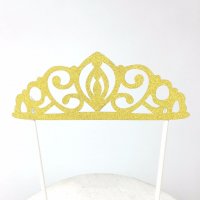Златна Сребърна корона на клечки мек брокатен топер украса за торта декорация, снимка 1 - Други - 19051057