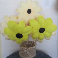 Слънчогледи от хартия и други цветя, снимка 6 - Декорация за дома - 17663175