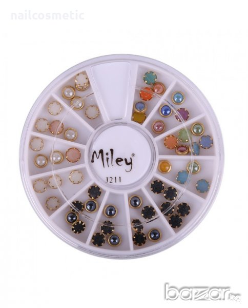 Нежни холограмни перли в няколко цвята с метален обков, снимка 1