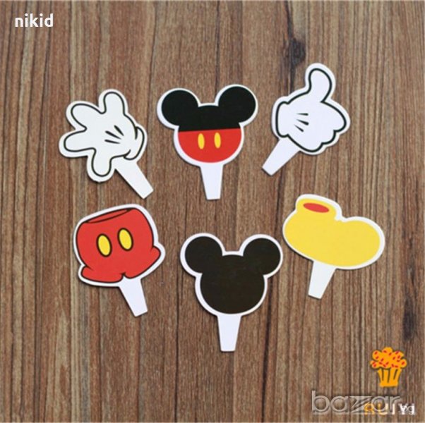 6 части Мики Маус тяло 24 бр картонени топери украса за мъфини рожден ден парти, снимка 1