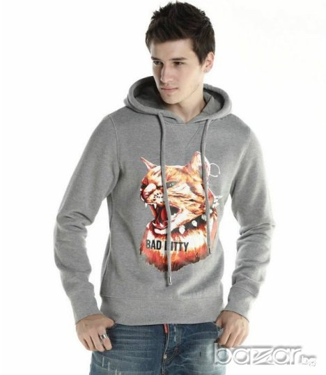 DSQUARED D2 GREY BAD KITTY PRINT Ватирано Мъжко Горнище тип Суичър size M, снимка 1