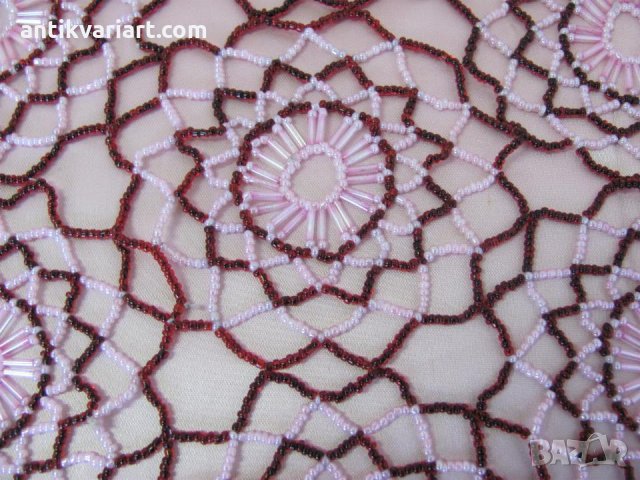 30-те Стари Ръчно Изработени Покривки от Стъклени мъниста, снимка 9 - Антикварни и старинни предмети - 25903825