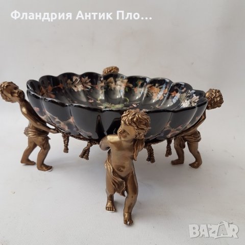 Черна фруктиера порцелан и бронз, снимка 4 - Декорация за дома - 21847412