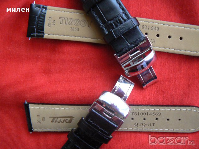 Кожени черни каишки Tissot 20мм., снимка 4 - Каишки за часовници - 17558246