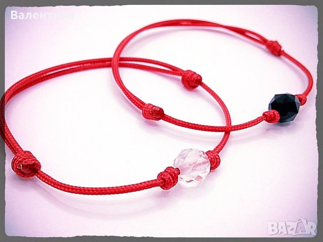 Гривна с червена корда/конец и swarovski/сваровски елемент + ПОДАРЪК, снимка 1