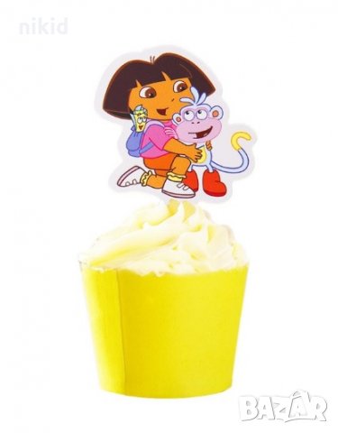 Дора и Ботичко 25 бр картон топери за кексчета мъфини торта рожден ден украса