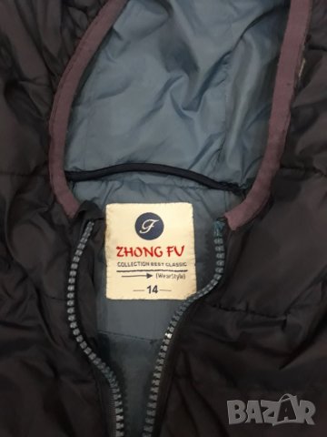 Детско тъмно синьо яке унисекс с качулка марка Zhong Fu, снимка 2 - Детски якета и елеци - 23570086