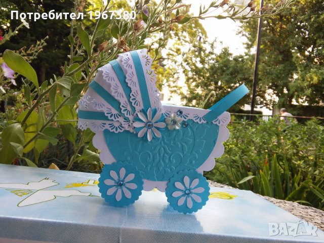 Бебешка количка-кутийка, снимка 3 - Подаръци за кръщене - 23454040
