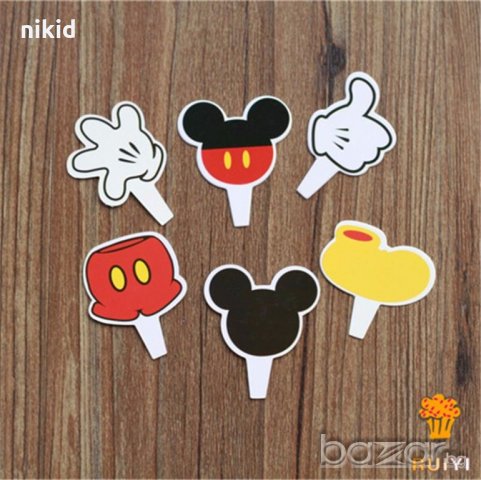 6 части Мики Маус тяло 24 бр картонени топери украса за мъфини рожден ден парти