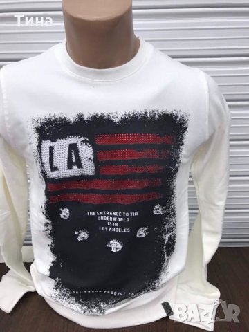 Мъжки пуловер LA с камъни, снимка 2 - Пуловери - 23635616