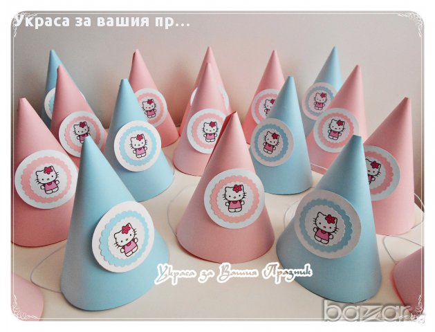 парти шапки с Хелоу Кити за детски рожден ден, снимка 4 - Други - 16880237