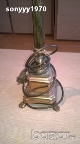 Масивна ретро лампа за две крушки-месинг 80х35см-внос швеицария, снимка 4 - Антикварни и старинни предмети - 17796479