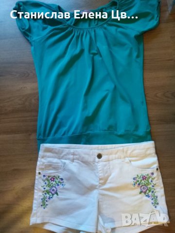 Дамски къси панталонки и тениска, снимка 1 - Къси панталони и бермуди - 25702381