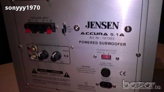 Jensen accura 5.1a powered subwoofer 28/25/25см-внос швеицария, снимка 9 - Ресийвъри, усилватели, смесителни пултове - 14607369