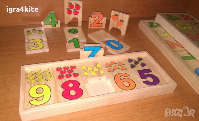 Големи дървени числа с плодове пъзел в кутия за най малките, снимка 4 - Образователни игри - 25012778