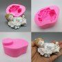 3D Бебе полегнало върху цветя силиконов молд форма калъп за фондан гипс сапун шоколад пита декор, снимка 1 - Форми - 25115276