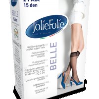 Jolie Folie 15den черни италиански тънки копринени чорапи до коляно прозрачни 3/4ти чорапи , снимка 1 - Дамски чорапи - 19895600