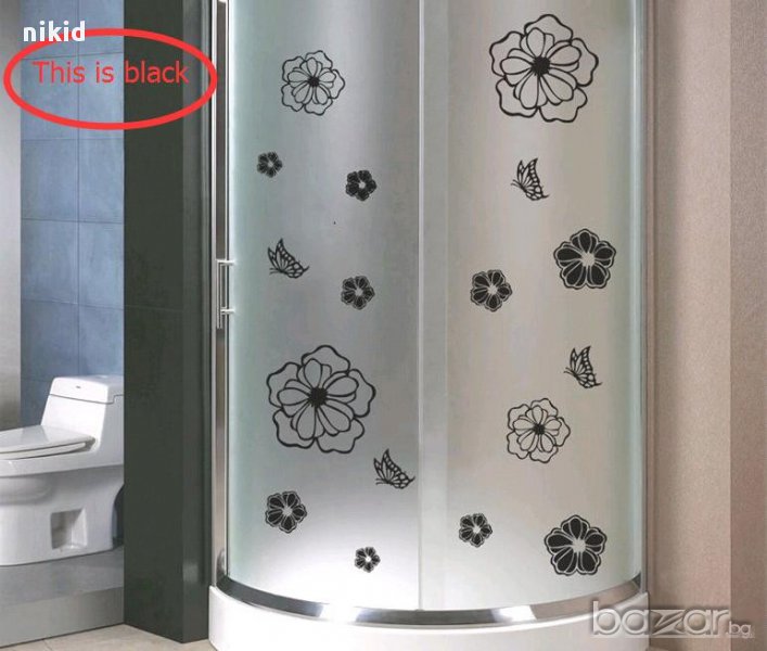 стикер на цветя в черно за мебел техника и стена самозалепващ, снимка 1