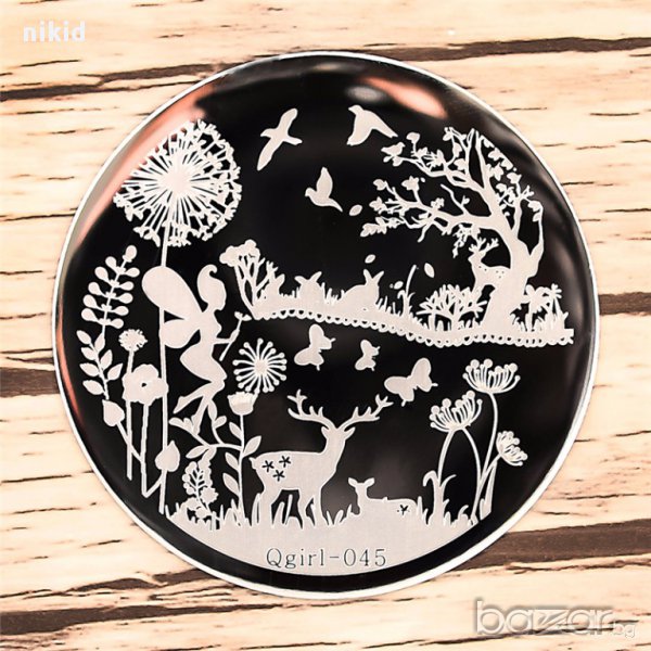 фея в гората кръгла плочка / щампа шаблон за печат на нокти маникюр , снимка 1