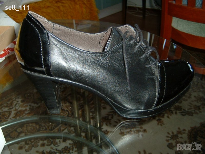 Дамски есенни/пролетни обувки с връзки-естествена кожа и  лак, снимка 1