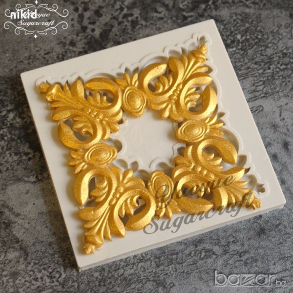 Декориран квадрат  силиконов молд форма декорация торта фондан шоколад и др., снимка 1