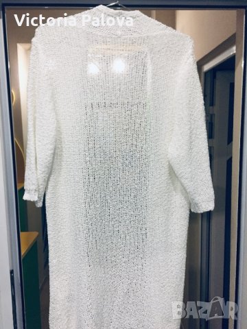 Ефектна бяла жилетка,плетиво, снимка 6 - Блузи с дълъг ръкав и пуловери - 23766938