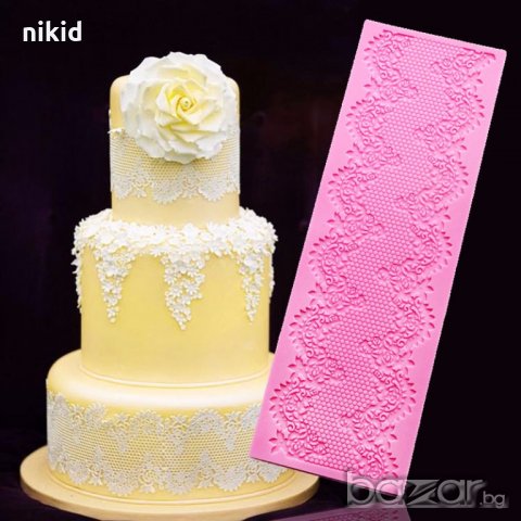 остри върхове листа и рози молд захарна дантела силиконов украса торта фондан гъмпейст захарно тесто, снимка 2 - Форми - 16795542